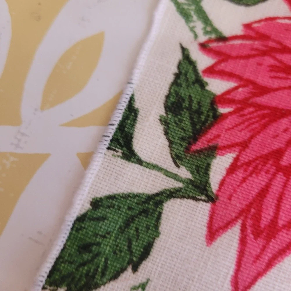 Cloth Napkins Set Of 3 Vibrant Reds Dark Green Linen Blend Fabric 16x16 Quality